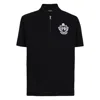 Balmain Short Sleeve Zip Collar Polo Shirt In Blue