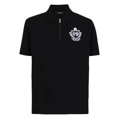 BALMAIN BALMAIN BLACK POLO SHIRTS MEN