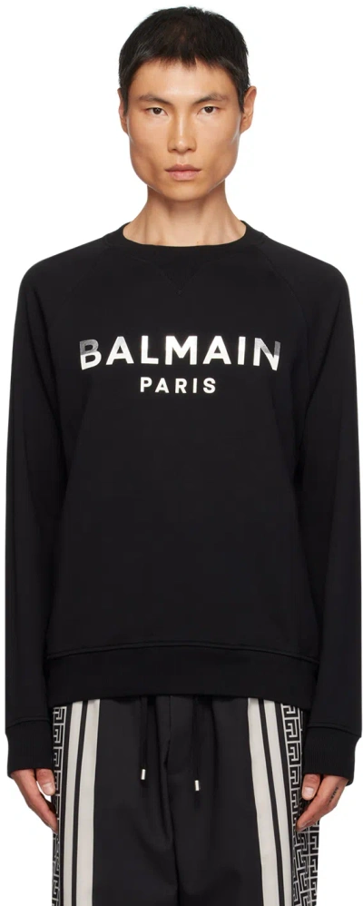 Balmain Black Print Sweatshirt In Blue