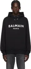 Balmain Logo Printed Cotton Sweatshirt In Black