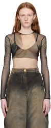 Balmain Long Sleeved T-shirt In Ehd Noir/beige