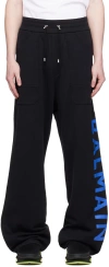 Balmain Black Printed Lounge Pants In Een Noir/bleu Électr