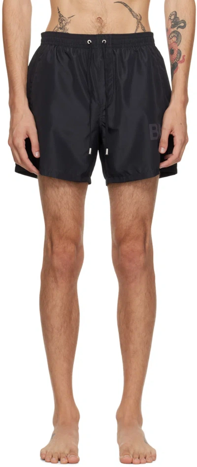 Balmain Black Printed Swim Shorts In 001 Black