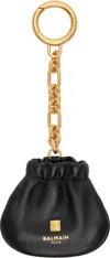 Balmain Pulse Leather Key Ring In Black