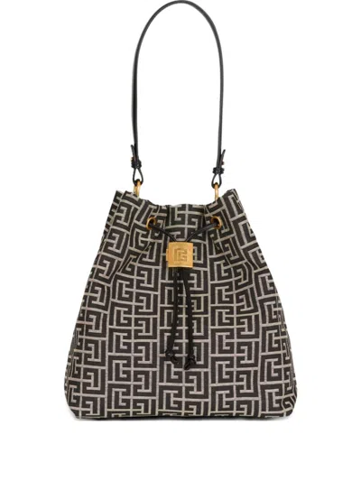 BALMAIN WOMEN BLACK PULSE MONOGRAM JACQUARD BACKPACK, ONESIZE LUXURY BACKPACKS FOR WOMEN DARVEYS