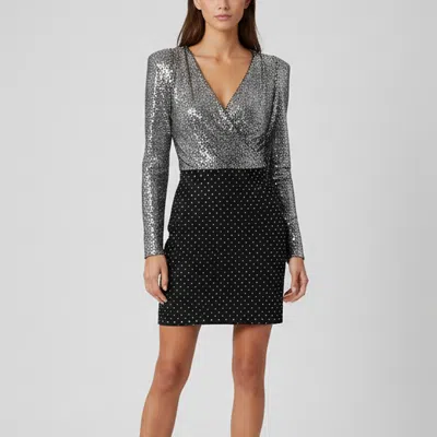Pre-owned Balmain Black Rhinestone Embellished Stretch Knit Mini Dress S