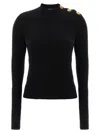 Balmain High Collar Ls Btn Gold In Black