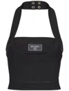 Balmain Ribbed Knit Halterneck Top In Black