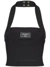 Balmain Ribbed Knit Halterneck Top In Black
