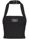 Balmain Ribbed Knit Halterneck Top In Black