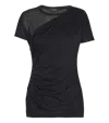 Balmain Black Round Neck Draped Design T-shirt In Black