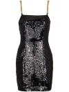 Balmain Sequin Mini Dress With Chain Strap Detail In Black