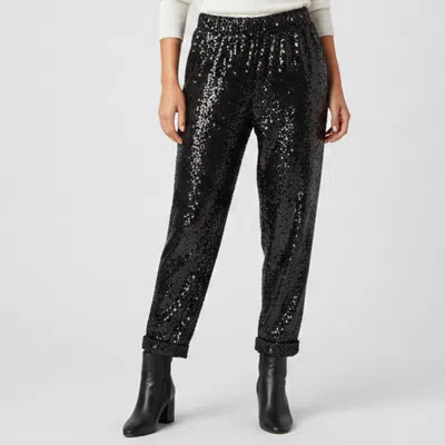 Pre-owned Balmain Black Sequins High Rise Zip-up Joggers S