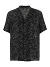 Balmain Black Shirt With Notched Collar And All-over Logo Print In Black