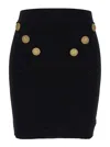 Balmain Black Short Skirt With Jewel Buttons In Viscose Blend Woman