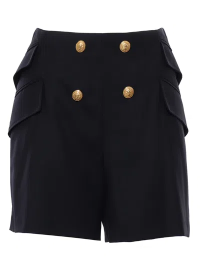 Balmain Kids' Black Shorts With Buttons In Blue