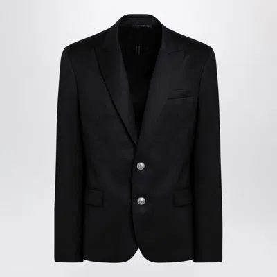 Balmain Black Single-breasted Jacket In Wool