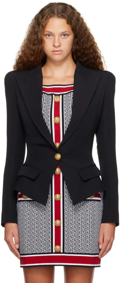 Balmain Black Single-button Blazer In 0pa Noir