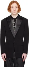 Balmain Black Single-button Blazer In Eap Noir/noir