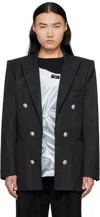 Balmain Black Six Button Jacket In 0pa Noir