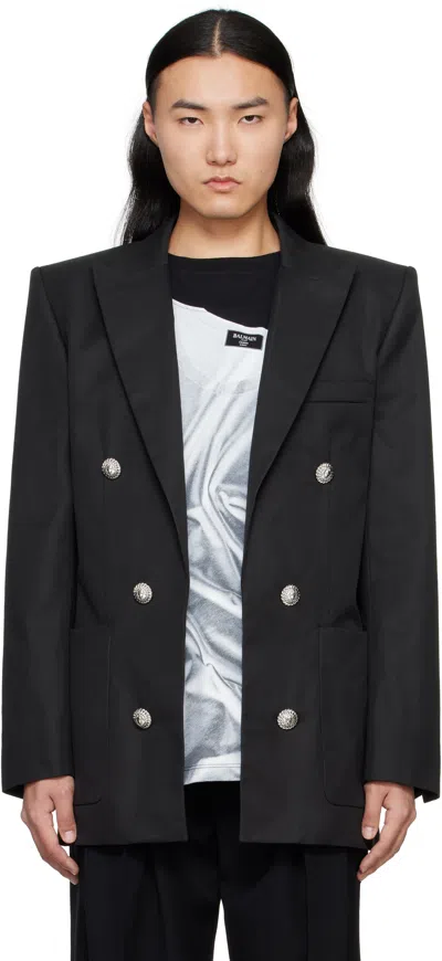 Balmain Black Six Button Jacket In 0pa Noir