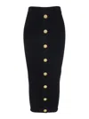 Balmain Black Skirt With Logo Buttons And Zip Closure In Black