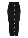 Balmain Black Skirt With Logo Buttons And Zip Closure In Black