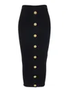 Balmain Black Skirt With Logo Buttons And Zip Closure
