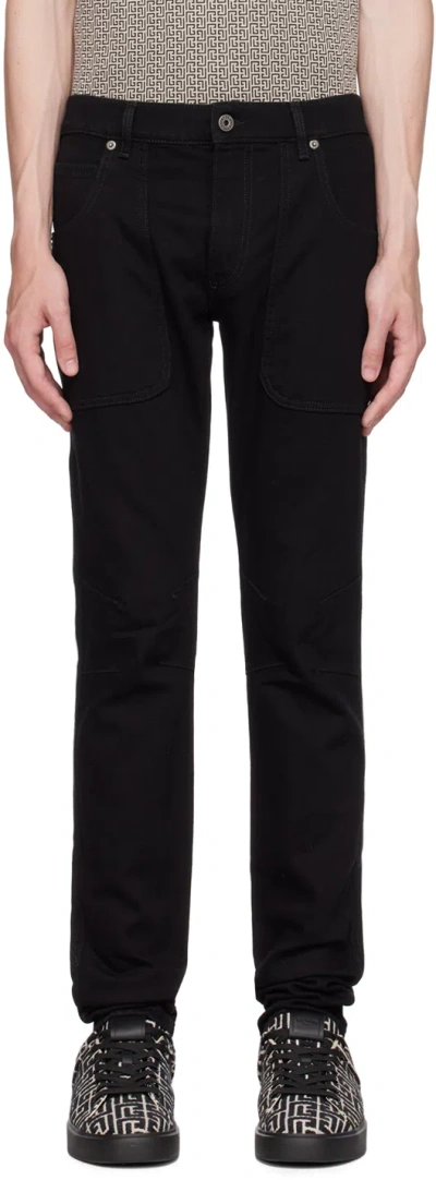 Balmain Seam-detail Slim-fit Jeans In Black