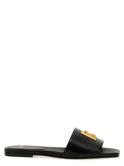 BALMAIN BLACK SLIP ON SANDALS