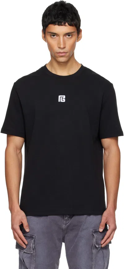 Balmain Logo Embroidered Crewneck T-shirt In Black