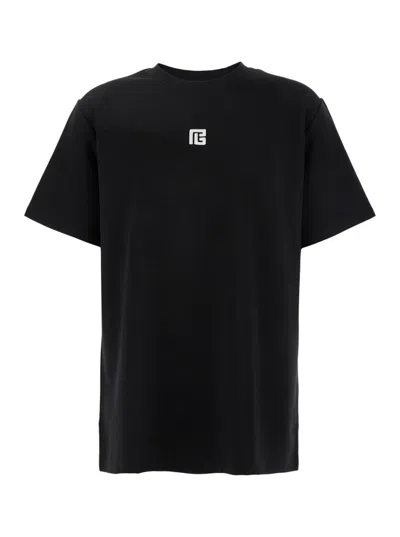 Balmain Logo Embroidered Crewneck T-shirt In Black