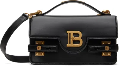 Balmain Black Smooth Leather B-buzz 24 Bag In 0pa Noir