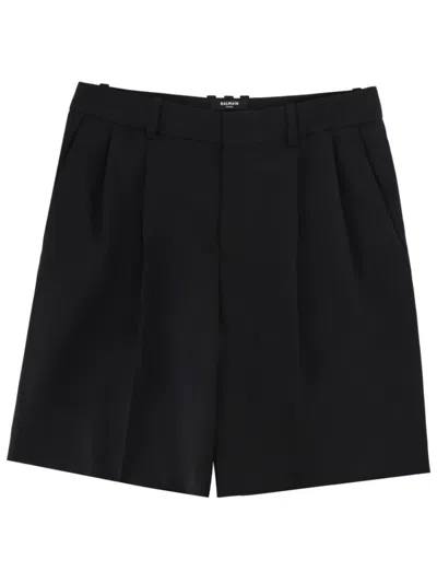 BALMAIN MEN BLACK SOLID SHORTS