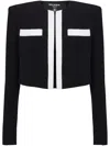 Balmain Panel Cropped Jacket Gold Buttons Sleeves In Schwarz