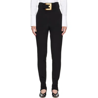 Balmain Black Stretch Belt Leggings