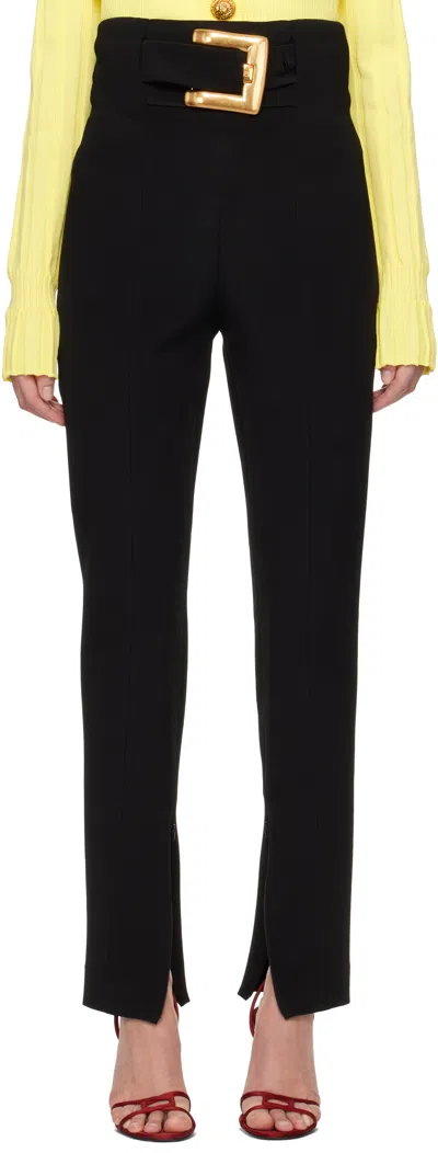Balmain Black Stretch Belt Trousers