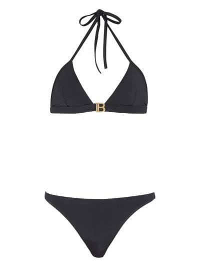 BALMAIN BALMAIN BLACK STRETCH TRIANGLE BIKINI SET