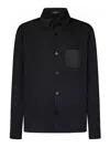 Balmain Black Stretch Virgin Wool Shirt In Black