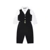 Balmain Black Cotton Suit For Baby Boy With In Black