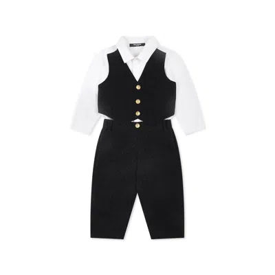 Balmain Black Suit For Baby Boy With Logo