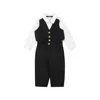 Balmain Black Cotton Suit For Baby Boy With In Black