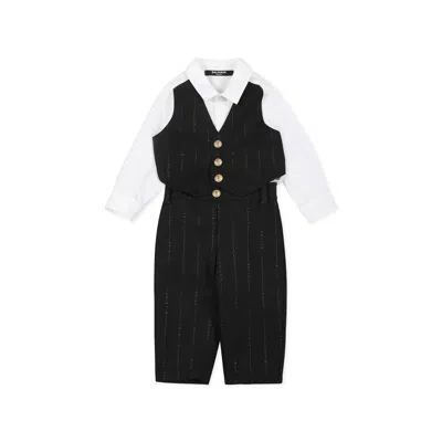 Balmain Babies' Completo Neonato In Black