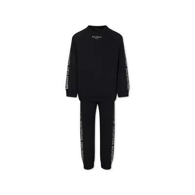 Balmain Black Suit For Kids With Logo