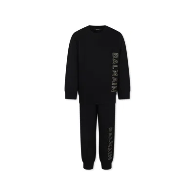 Balmain Black Suit For Kids With Logo