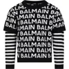 Balmain Boys Black Wool Knit Logo Jumper In Black