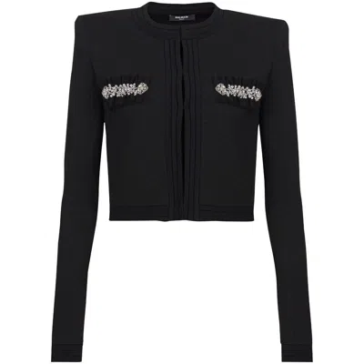 BALMAIN BLACK SWEATERS