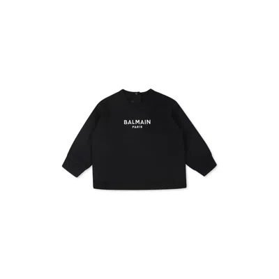 Balmain Black Sweatshirt For Baby Girl With Logo