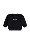Balmain Black Sweatshirt For Babykids With Logo In Black