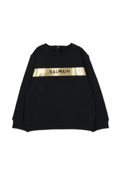 Balmain Black Sweatshirt For Babykids With Logo